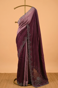 Wine Two Colour Shaded Saree with Scallop Stone Border(zarkhan fendy)
